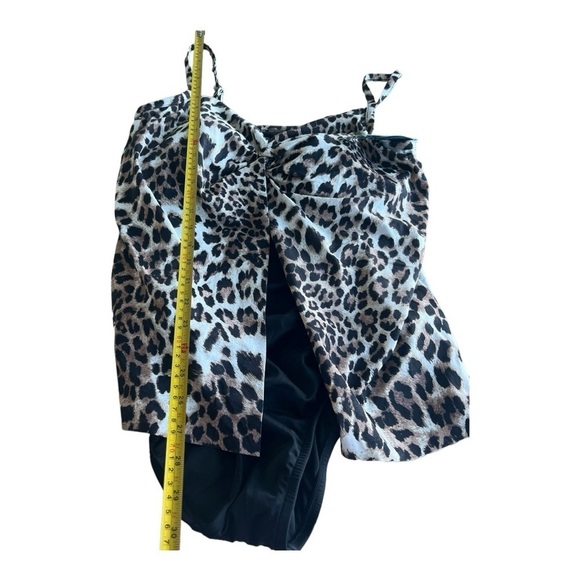 NEW SWIM SOLUTIONS Fauxkini Leopard Knotted Flyaway One-Piece Swimsuit Plus 18W - Picture 10 of 16